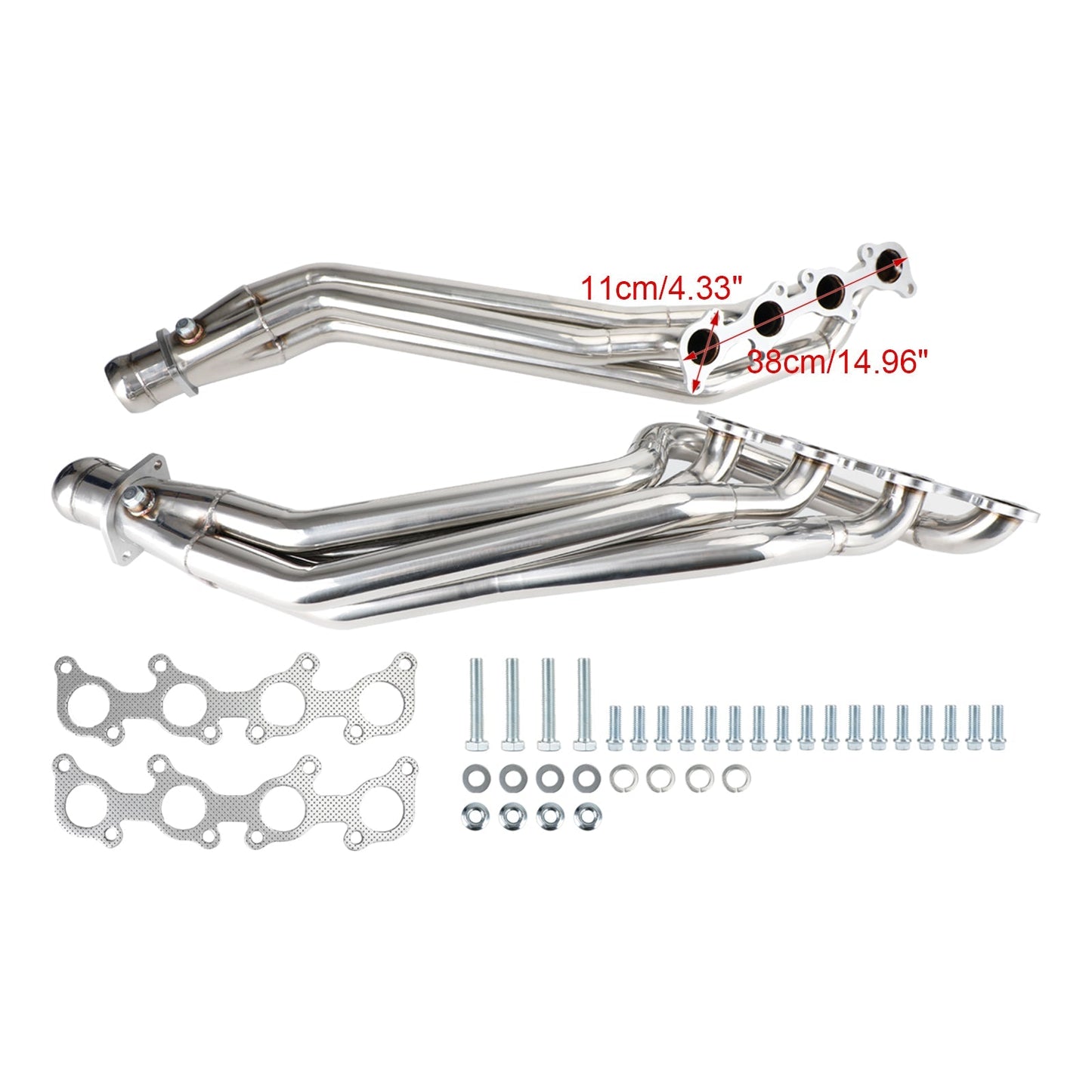 2PCS Ford Mustang 2011-2016 GT 5.0/302 V8 Stainless Steel Exhaust Header