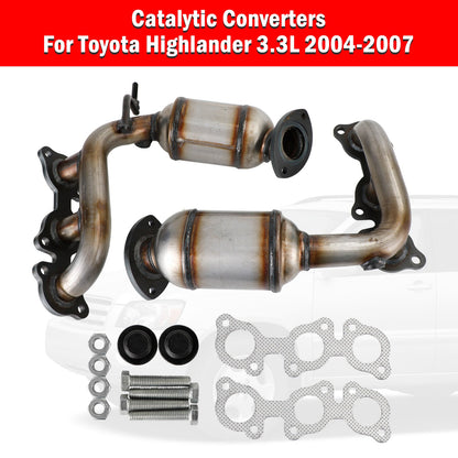 2004-2007 Toyota Highlander 3.3L Manifold Bank1 & BANK2 Catalytic Converters