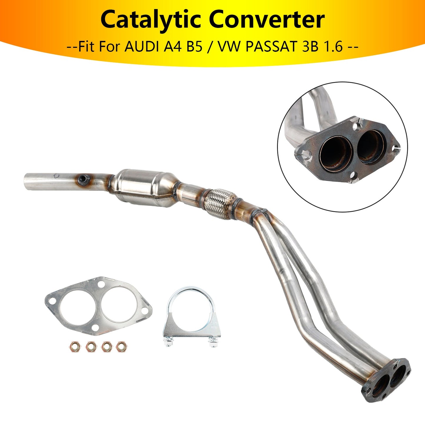 Catalytic Converters w/Y Pipe Fit For Audi A4 B5 / VW PASSAT 3B 1.6