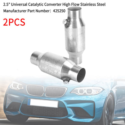 2X 2.5" Universal Catalytic Converter High Flow Stainless Steel 425250 Generic