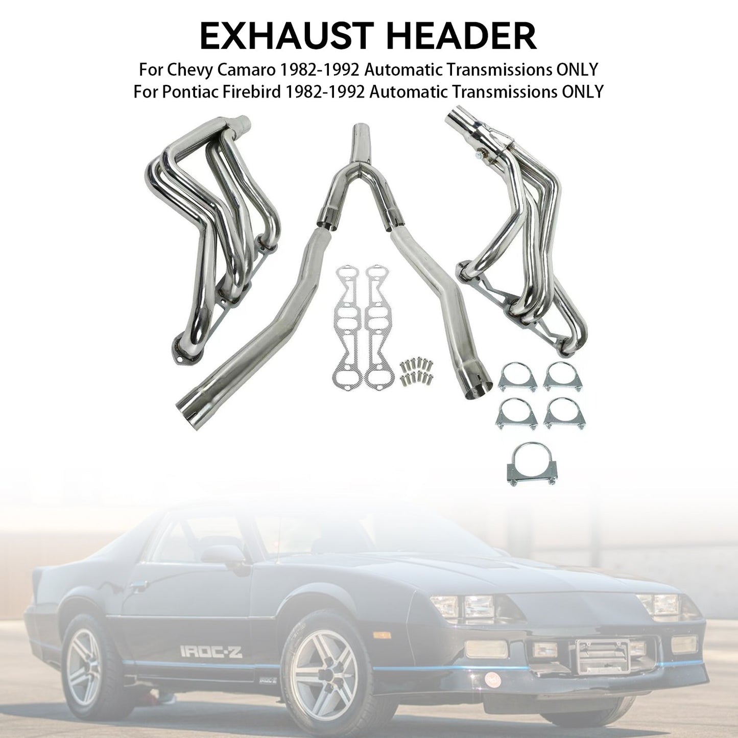 Exhaust Header Fit Chevy Camaro Fit Firebird 5.0L 5.7L 1982-1992 V8 Long Tube