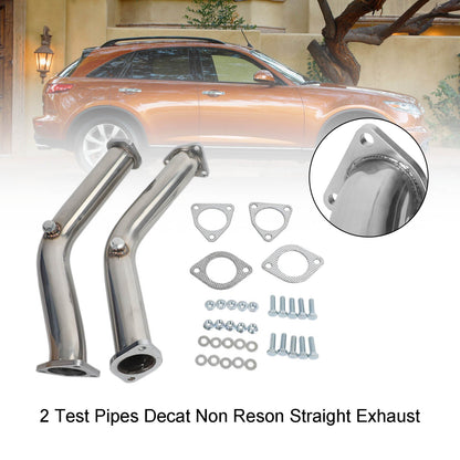 2003-2006 Nissan 350Z 3.5L Infiniti G35 FX35 3.5L 2 Test Pipes Decat Non Reson Straight Exhaust Generic