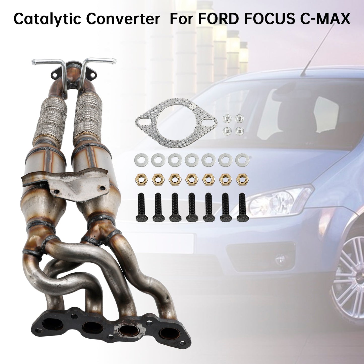 09/2004-03/2007 FORD FOCUS II (DA_, HCP, DP) 1.6 Ti Hatchback Petrol Catalytic Converter Type Approved + Fitting Kit 1319161 1326272