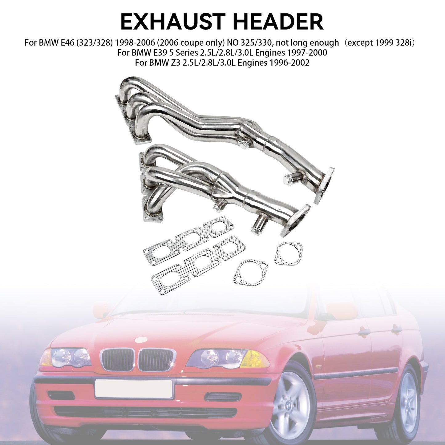 Stainless Exhaust Header Manifold fit BMW E46 323i 328i Z3-528I M54 E93 E94