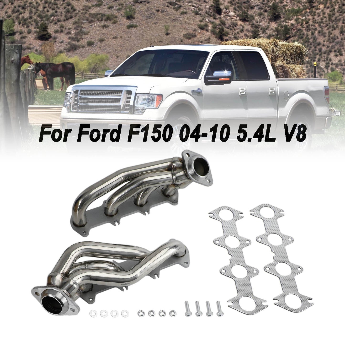 Ford F150 04-10 5.4 V8 Stainless Exhaust Manifold Shorty Headers Performance